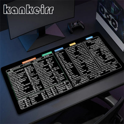 Shortcuts Mouse Pad Large Desk Mat Desk Accessories Deskmat With Non-Slip Rubber Base Stitched Edge Deskpad Mac/Windows Mousepad