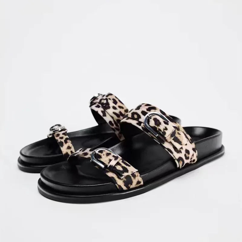 2026 Women's Summer Shoes Casual Platform Leopard Print Outside Beach Shoes for Ladies Open Toe Plus Size Fashion Footwear