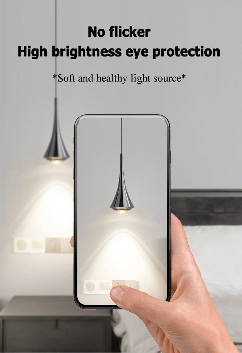 MARPOU Pendant Light 6W 3 Color Lights Adjustable Height LED Chandelier Modern Italian Design Simple Bedside Hanging Line Light