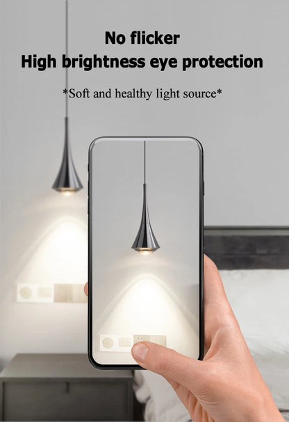 MARPOU Pendant Light 6W 3 Color Lights Adjustable Height LED Chandelier Modern Italian Design Simple Bedside Hanging Line Light