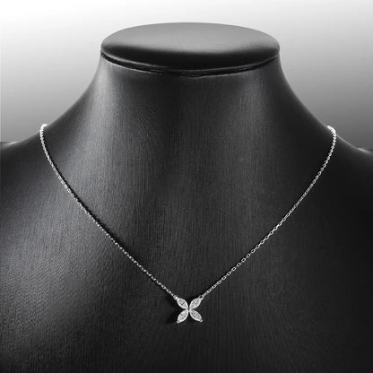 2cttw 4-Stone Clover Moissanite Diamond Pendant Necklace for Women 100% S925 Silver Pear Cut Diamond Charm Neck Chain Party Gift