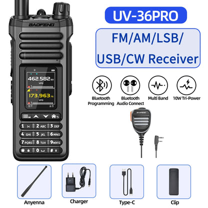 BAOFENG UV-36 PRO Walkie Talkie 10W Shortwave Receive Dual-mode Bluetooth Audio Programming Long Range Upgrade DM-32 Ham Radio