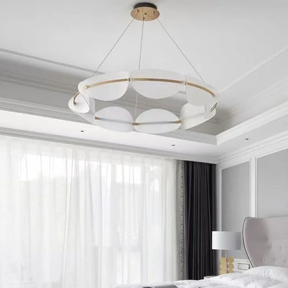 Nordic Leaf Chandelier Modern Acrylic Ring Light Living Dining Room Lighting Decor Home Bedroom Kitchen Hanging Lights Luminaire