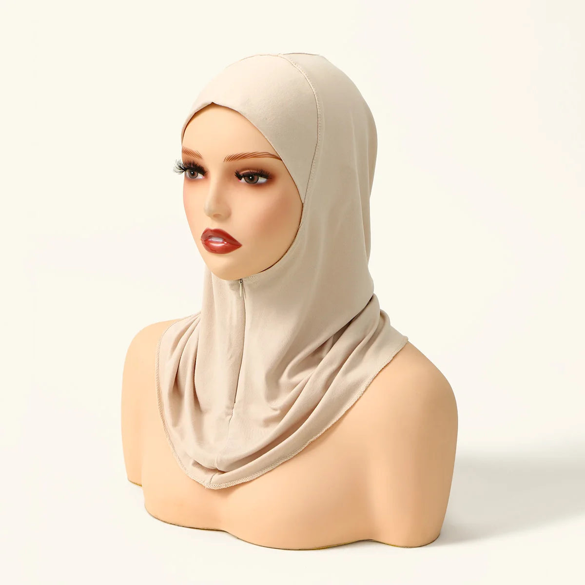Modal instant Hijabs Cap Muslim With Zipper Soft Inner Cap Fashion With Neck Collar Headscarf Hat Women Islam Ramadan Turban Cap