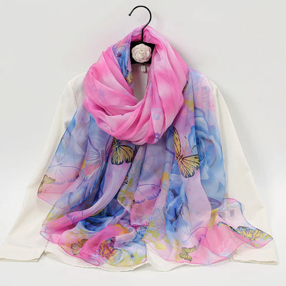 Wholesale Women Fashion Chiffon Scarf For Muslim Hijab Peony Flower Bandana Summber Beach Sarong Printed Soft Beach Scarf Shawl