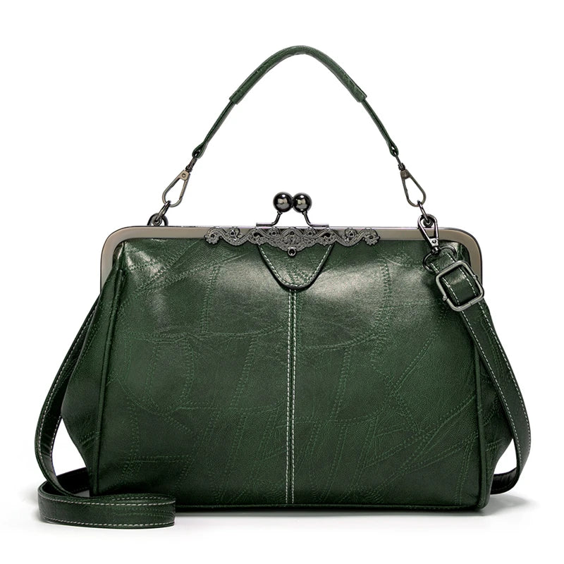 Shoulder Bags Women Retro Frame Purses Girls Crossbody Messenger Bag Small Handbags for Phone Party Faux Oil Leather Clip Bag