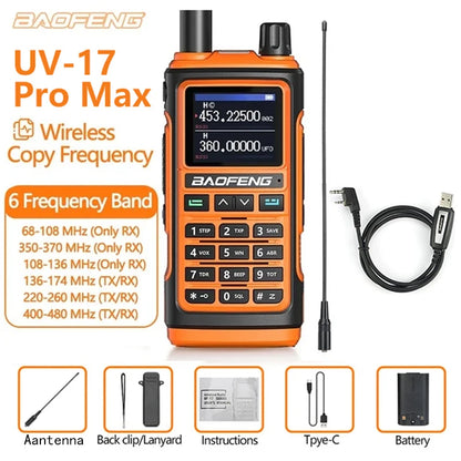 Baofeng UV-17pro Max Air Band Walkie Talkie Draadloze Kopieerfrequentie Lange Afstand Type-C Noaa Am Draagbare UV-5R  Ham Tweewe