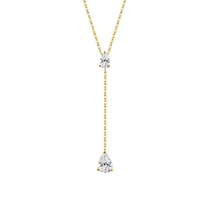 Smyoue 18k Plated Pear Cut All Moissanite Necklace Pendant 2 Gems Luxury Water Drop Jewelry Women Girls Real 925 Sterling Silver