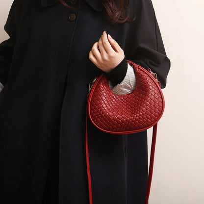 Fashion Black Half Moon Bag Luxury Pu Leather Ladies Purses and Handbags Crossbody Women Shoulder Bags