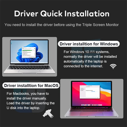 Dual Screen Display Extended Portable Monitor FHD Notebook Sub Screen Triple Screen Extender Compatible with All PC Rospider