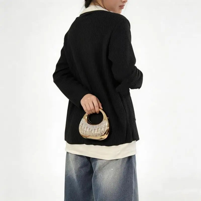 New Fashion Rhinestone Purses And Handbags Mini Golden Evening Bag Luxury Shoulder Bags Funny Party Wedding Acrylic Clutch Purse