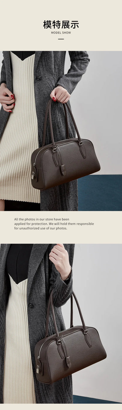 Women's Luxury Designer Handbags Genuine Leather Ladies Underarm Shoulder Bag New Fashion 2026 Cowhide Large Capacity Tote Bag