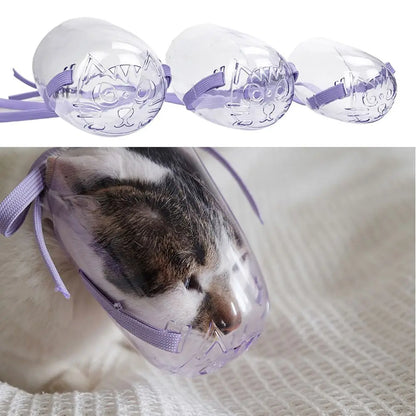 Breathable Kitten Cat Recovery Hollow-Carved Design Pet Mouth Cover Cat Mask Transparent Anti-Bite Cat Muzzle