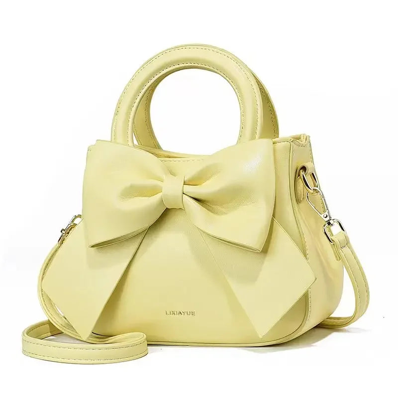 New Fashion Casual Handbags for Women Cute Bow Black White Blue PU Handbags Trendy Daily Shoulder Underarm Bags Bolsa Feminina