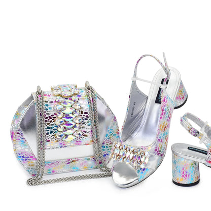 New Arrival Shoes and Bags Set for Women 2026 Luxury Nigerian Shoe and Bag Set for Women Italy Rhinestone Wedding Party Pumps