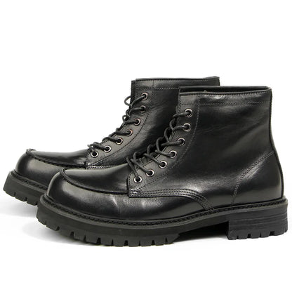 Vintage Work Boots Men's Winter High-top Leather Boots Men Mid-top Short Boots