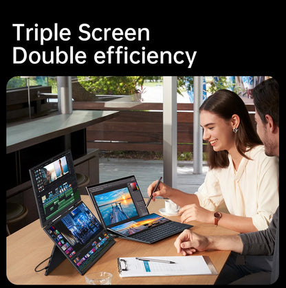 15.6" Folding Portable Monitor Dual Touch Screen 1080p 300nits VESA 75mm Freely Adjust Display Extender for Laptop PC With Bag