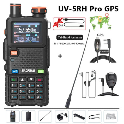 Baofeng UV-5RH Pro GPS Walkie Talkie 10W High Capacity Type-C Charger Falling Alarm NOAA Weather Channel 640CH Upgrade of UV-5RM