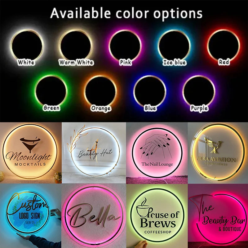 Custom Acrylic Sign Personalise Signboard Business Neon Logo LED Backlight Name Sign Decor for Office Door Sign Wall Decor Signs