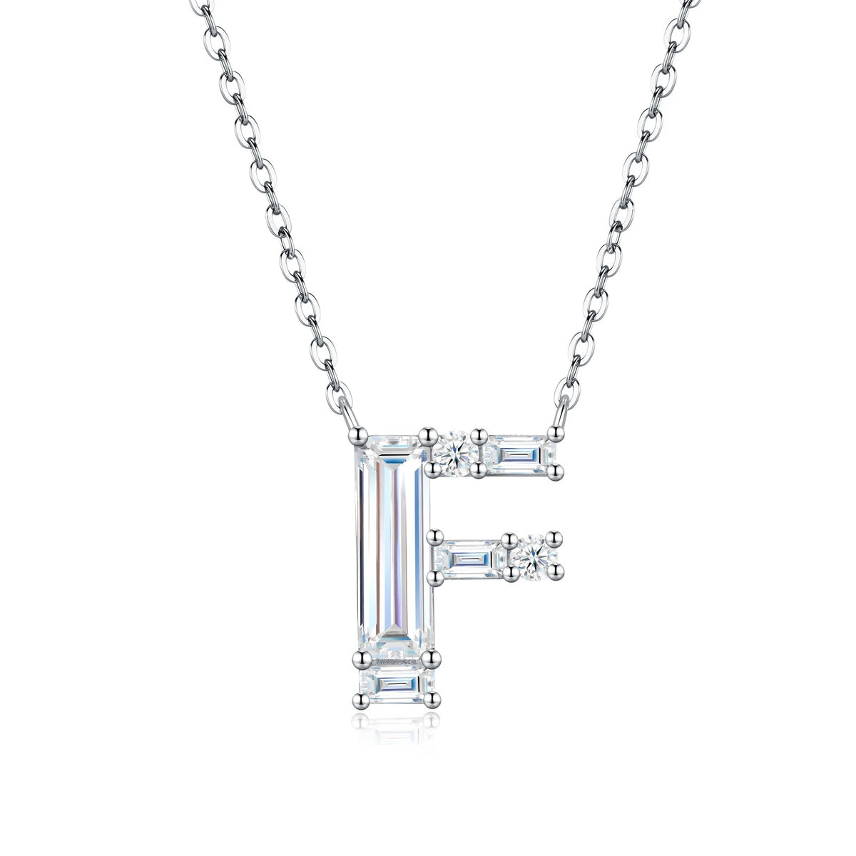 PureNew 26 Letter A-Z 4x12mm Moissanite Necklace For Women S925 Silver D Color 18k Plated Sparking Women's Moissanite Chain