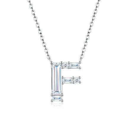 PureNew 26 Letter A-Z 4x12mm Moissanite Necklace For Women S925 Silver D Color 18k Plated Sparking Women's Moissanite Chain