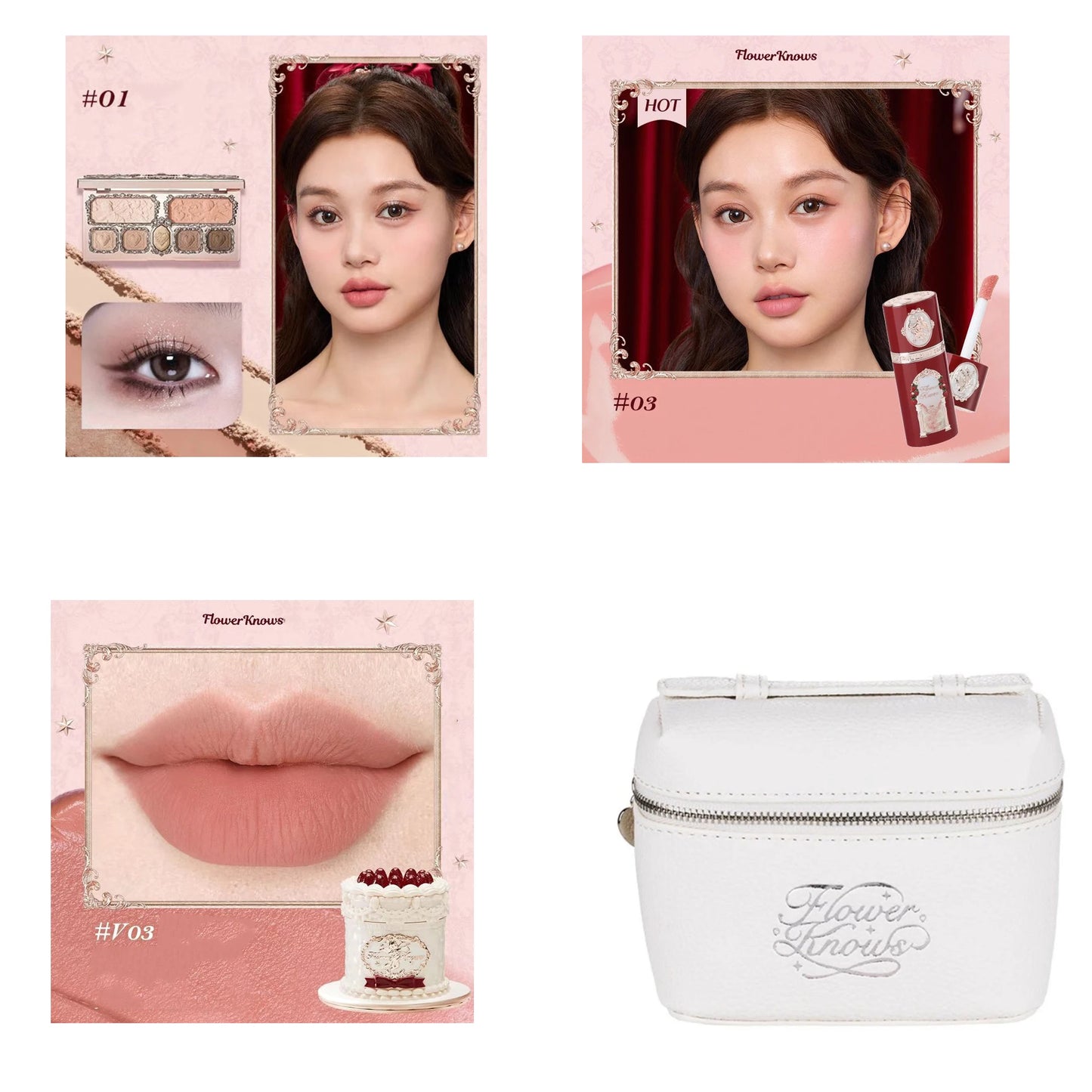 Makeup Flower Knows Set Swan Ballet Series Six Color Eyeshadow Palette Embossed Blusher Shine Lipstick Kit With Bag All In