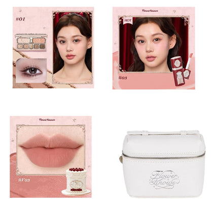 Flower Knows All In One Makeup Set Gift Box Garden Cushion Cream Foundation Matte Blush Long Lasting Velvet Lip Cream With Bag