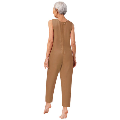 Women's Elderly Anti-Strip Adaptive Jumpsuit Back Legs Zip Long Sleeve Long Pants Nursing Rompers for Special Needs Disabilities
