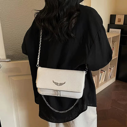 Fashionable Retro Ladies Chain-Shoulder Square Bag Luxury Textured Crossbody Shoulder Bag Women Handbags and Purses Underarm Bag