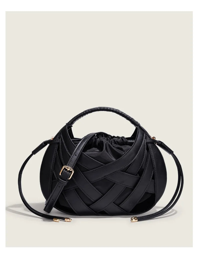 Fashion Woven Hollow Women Handbags Luxury Designer Ladies Shoulder Messenger Bag Small Totes Tassel Lady Composite Bag Burgundy