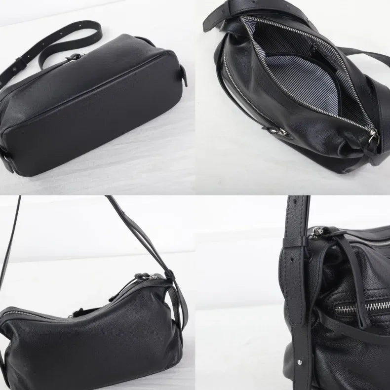 High Quality 2025 Luxury Cowhide Real Leather Crossbody Bowling Bag for Women - Ideal Commuter Bag & Ladies Gift