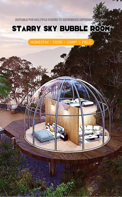 6-8 Person Inflatable Geodesic Bubble Dome Tent, Portable Foldable Igloo House for Outdoor Glamping Resort Party and Event Use