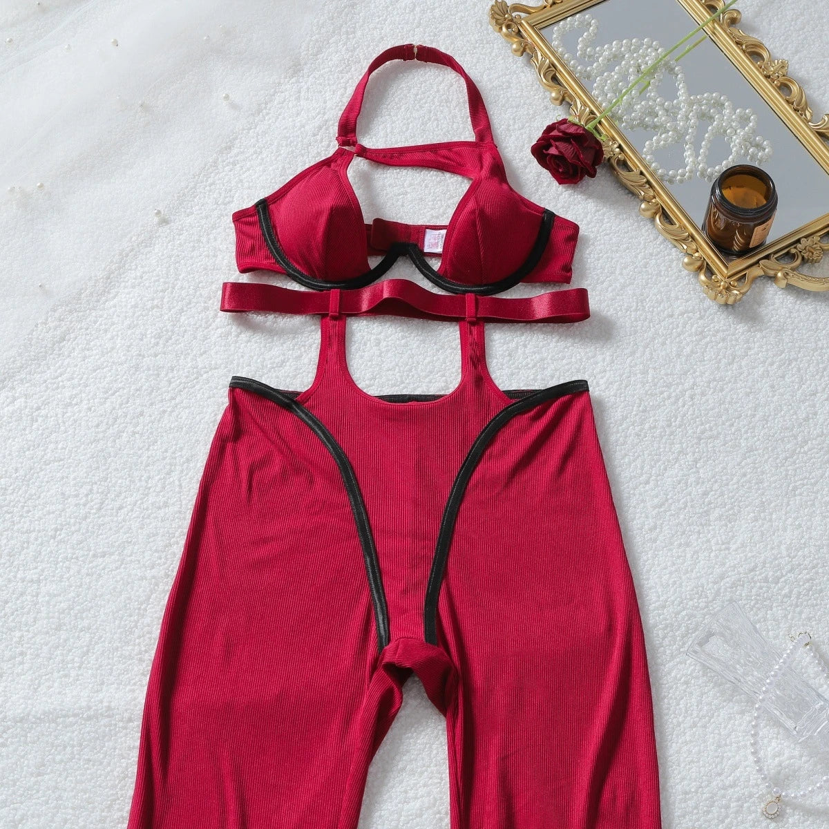 Diccvicc Jumpsuits for Woman Hollow Out Halter Bra Elegant Overalls Extreme Fashion Sexy Intimate Outfits Exotic Female Clothing