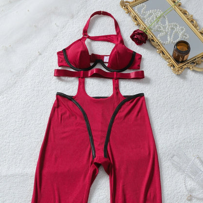 Diccvicc Jumpsuits for Woman Hollow Out Halter Bra Elegant Overalls Extreme Fashion Sexy Intimate Outfits Exotic Female Clothing