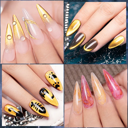 7.5ml Golden Light  Magnetic Gel Golden Gems Magnetic Gel Nail Polish Cat Nail Sparkling Glitter Semi Permanent Varnish