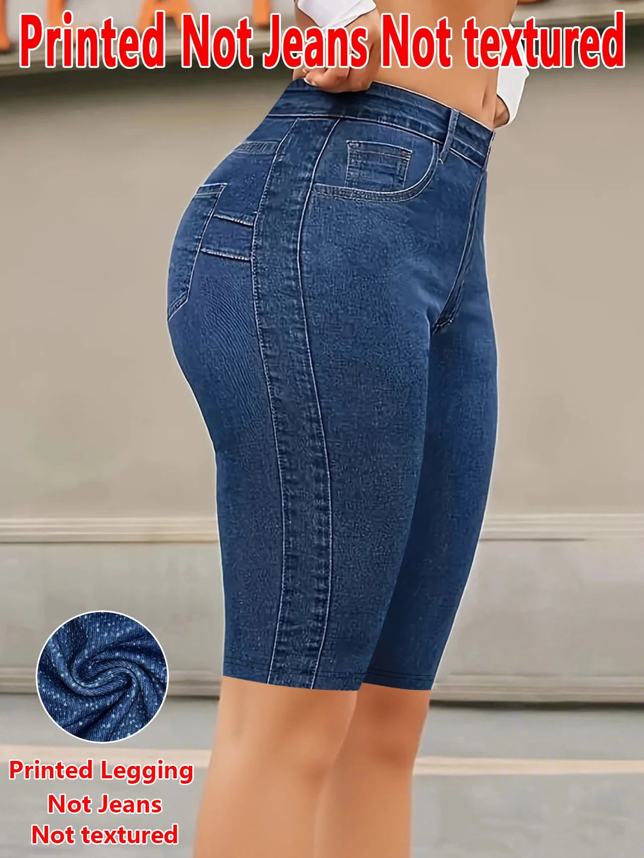 1304 [Printed Leggings - Not Faux Denim Fabric]Printed Leggings Without Texture, Denim Fabric, Women'S Shorts Capri Pants,