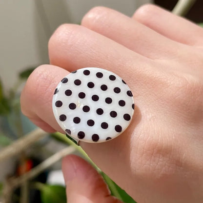 Punk Polka Dot Resin Ring for Women Exaggerated Big Bow Open Ring Y2K Sweet Cute Harajuku Style Daily Party Jewelry Accessories