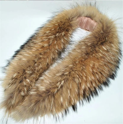 Winter Real Fox Fur Collar Woman Furry Natural Raccoon Fur Scarf Shawls Luxury Neck Warmer Wraps For Coat Fur Scarves Large Size