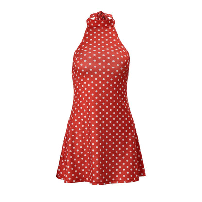 Elegant Off-Shoulder Polka Dot Mini Dress Women's Sleeveless Backless High Waist Y2K Summer Fashion Club Party Gown