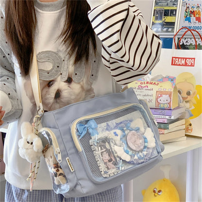 Trendy Transparent Simple Crossbody Bag for Girls Large Capacity School Shoulder Bag Comfortable and Versatile Texture Ita Bag