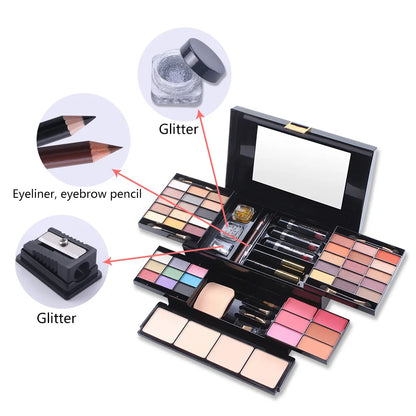 Professional Makeup Set Box Matte Glitter Eyeshadow Foundation Powder Kit Blush Women Multi-functional Palette Cosmetic Case