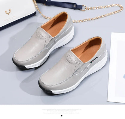 Women Flats Platform Loafers Ladies Elegant Genuine Leather Moccasins Shoes Woman Spring Round Toe Slip On Casual Women's Shoes