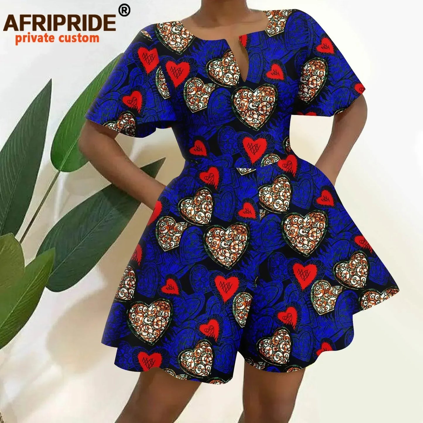 2026 African Clothes for Women Short Sleeve High Waist Print Jumpsuit Casual Cotton Summer Outfits Rompers Playsuits A2329001
