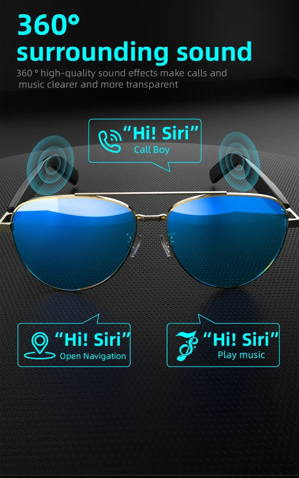 Smart Glasses, Bluetooth Glasses, Touch and Voice Control, Open Music Playback, Bluetooth 5.4, Outdoor, Fishing, Sports