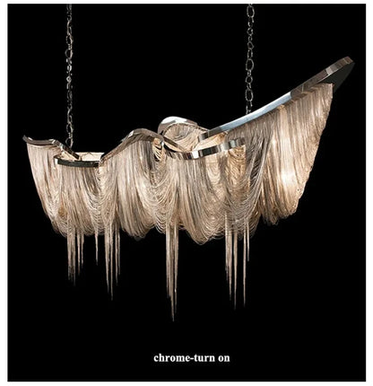 Italian Luxury Gold Tassel Chandeliers Designer Lighting Living Dining Room Decor Aluminum LED Pendant Lamp Villa Hanging Lights