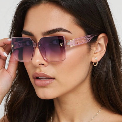 New luxury fashion box sunglasses ladies high sense sunshade sunglasses
