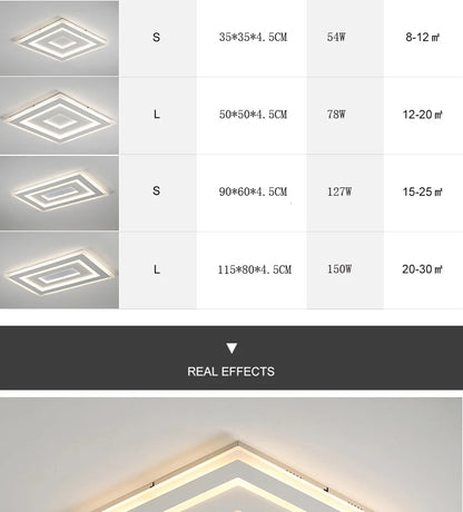 Slim LED Ceiling Light Dimmable Chandelier Ceiling Lamps Sleek White Lamp for Living Room Bedroom, Flush Mount Lighting Lights