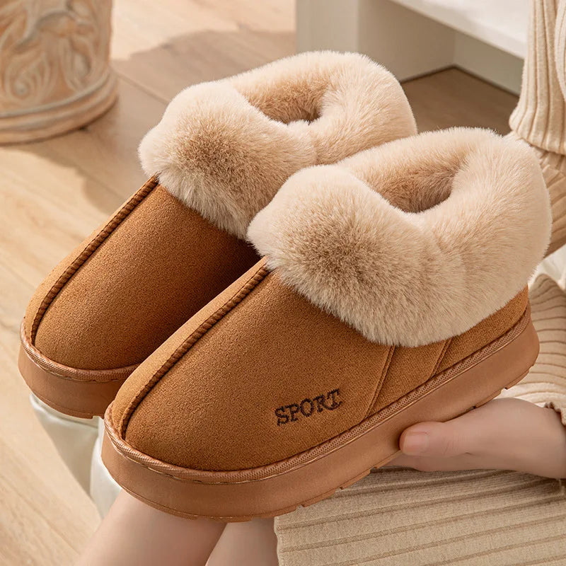 Fluffy Ankle Boots Female Winter Luxury Designer Woman Shoes Elegant Plush Women's Slippers Home Fuzzy Fur Slides Snow Booties