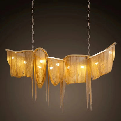 Italian Luxury Gold Tassel Chandeliers Designer Lighting Living Dining Room Decor Aluminum LED Pendant Lamp Villa Hanging Lights