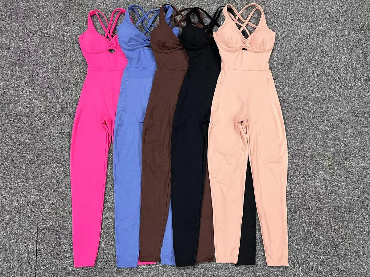 New Long Jumpsuits One Pieces Bodysuit Sexy Female Clothing Sport Fitness Overalls Sweatsuit Youthful Woman Clothes Black Body